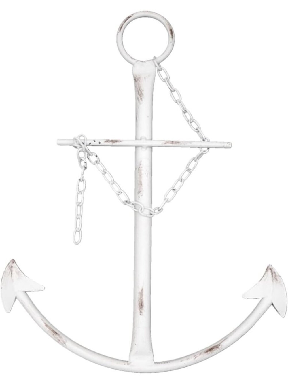 Nautical Anchor Wall Decor Antique Metal Art White 13" Vintage Farmhouse Decor